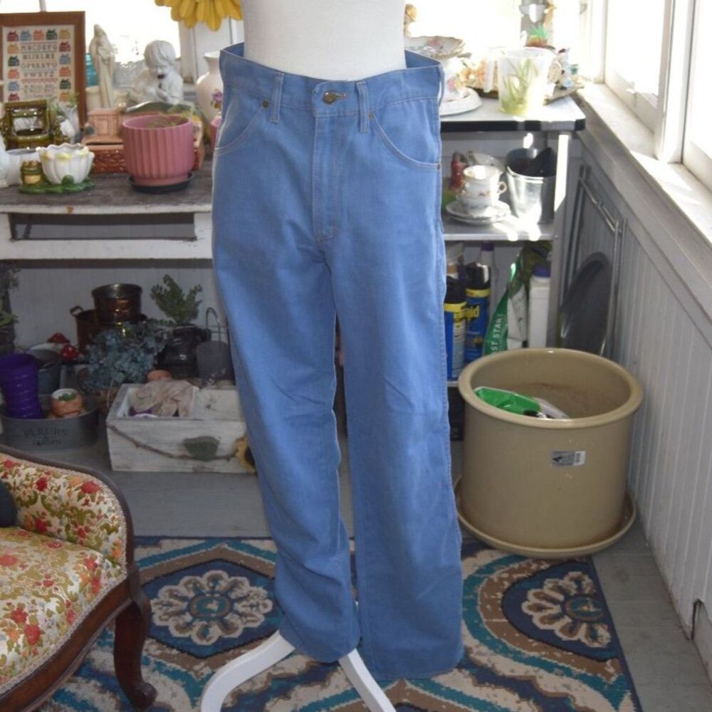 Vintage 70s Tour de France Light Blue Denim Jeans France 30x31 Mod
